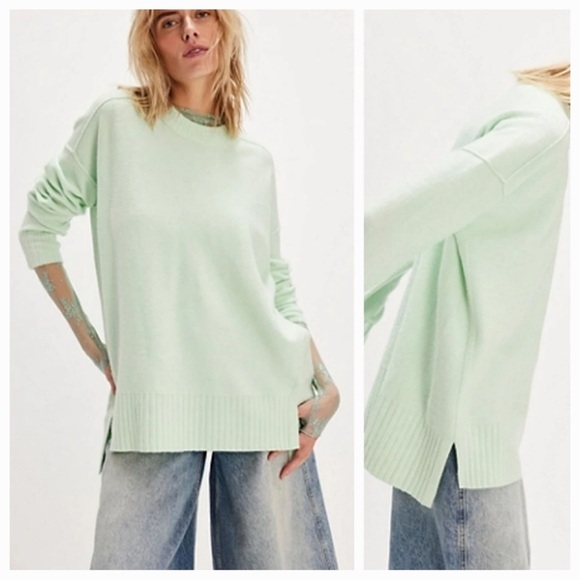 🆕 Free People Mint Green Women's tunic Sweater Size Small - Picture 6 of 8